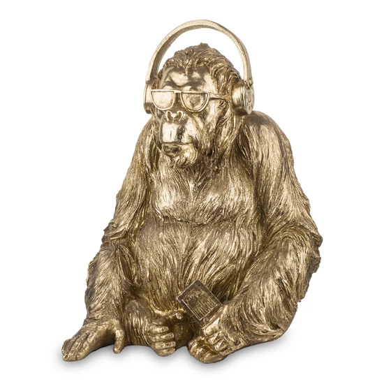 VICCES GORILLA FIGURA SZEMÜVEGBEN , FEJHALLGATÓVAL 37 CM
