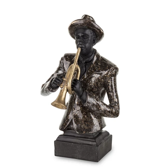 KÜLÖNLEGES TROMBITÁS ZENÉSZ SZOBOR 37 CM