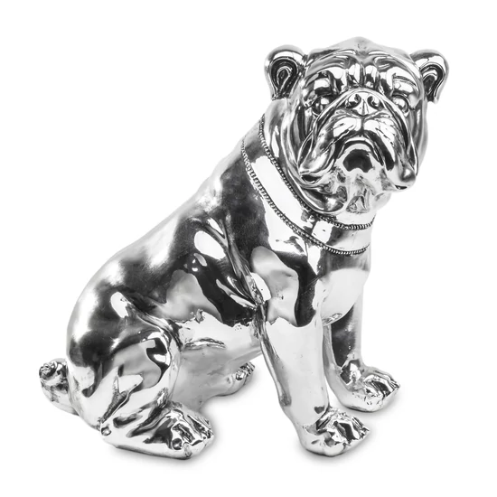 ÜLŐ BULLDOG KUTYA FIGURA EZÜST SZÍNBEN 39 CM