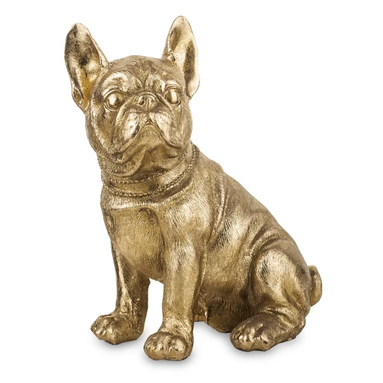 ÜLŐ BULLDOG KUTYA FIGURA ARANY SZÍNBEN 21 CM