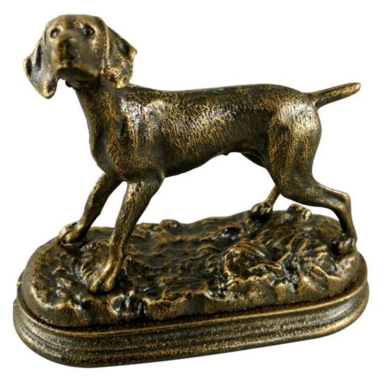 VADÁSZÓ VIZSLA KUTYA SZOBOR FÉMBŐL 21 CM