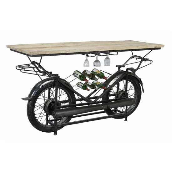 KÜLÖNLEGES MOTOR FORMÁJÚ BÁRASZTAL ITALTARTÓVAL 150 CM