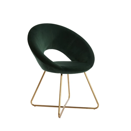SÖTÉTZÖLD SZÍNŰ ARANY LÁBÚ GÖMBÖLYŰ SZÉK DIVATOS DESIGN