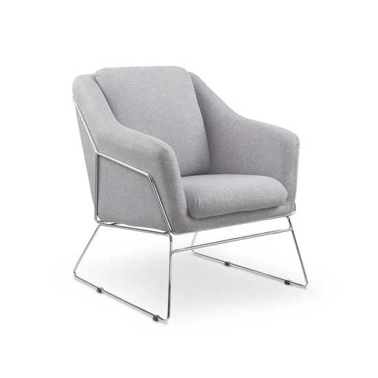 SZÜRKE SZÍNŰ DESIGN FOTEL EZÜST FÉM LÁBBAL