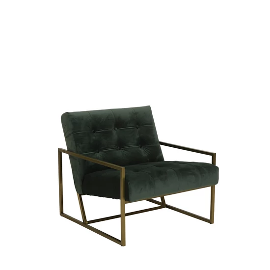OLIVAZÖLD LETISZTULT DESIGN FOTEL ARANY KERETTEL